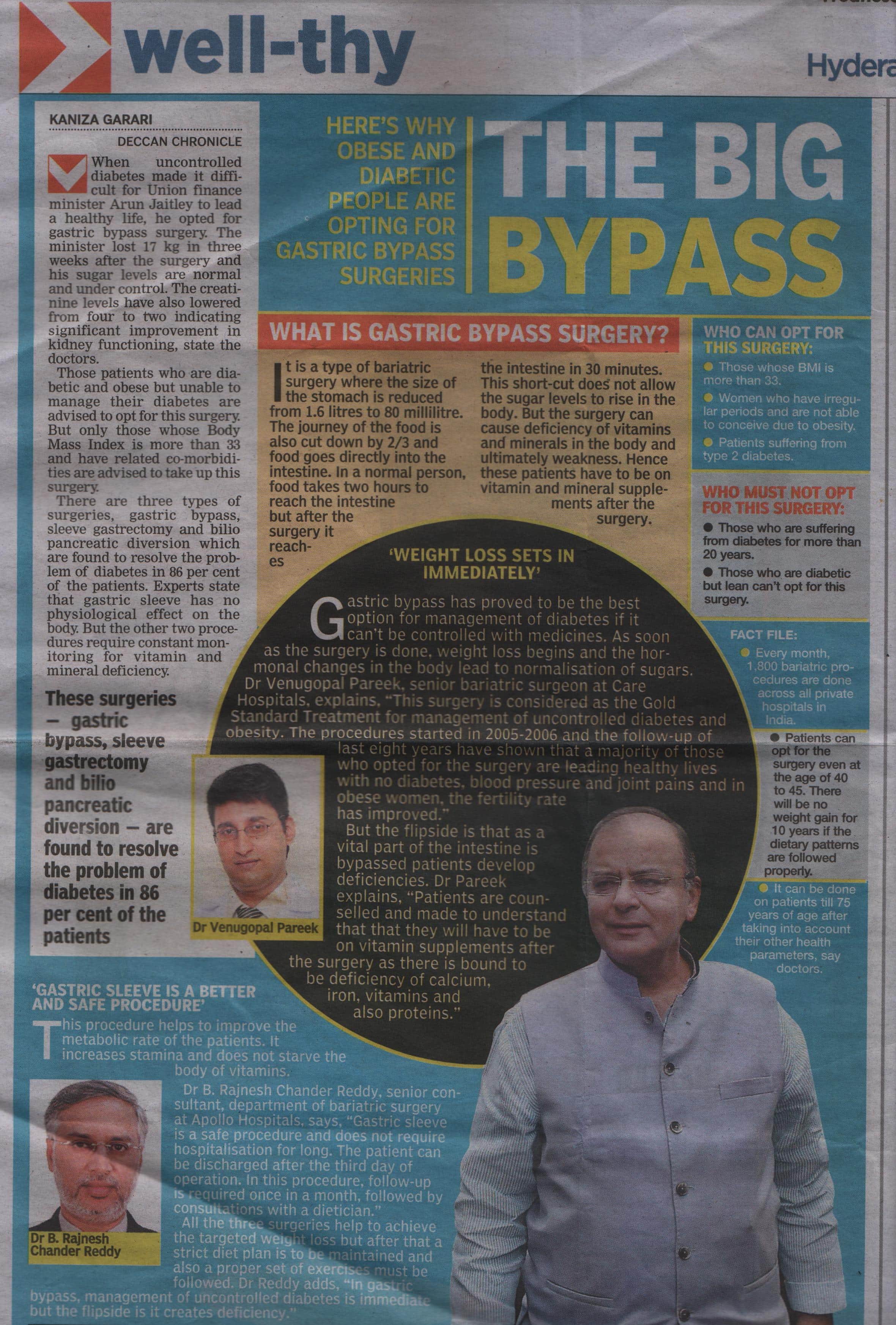 Gastric bypass surgery, also called RYGB surgery, a type of Weight loss lap surgery in India: explained in english newspaper